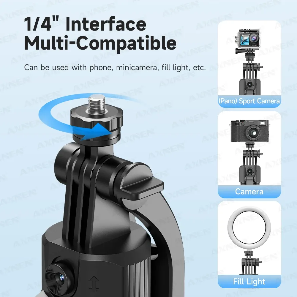 Perche à selfie trépied C17, rotation automatique à 360°, support de téléphone quadripode, télécommande Bluetooth, 64 po 4