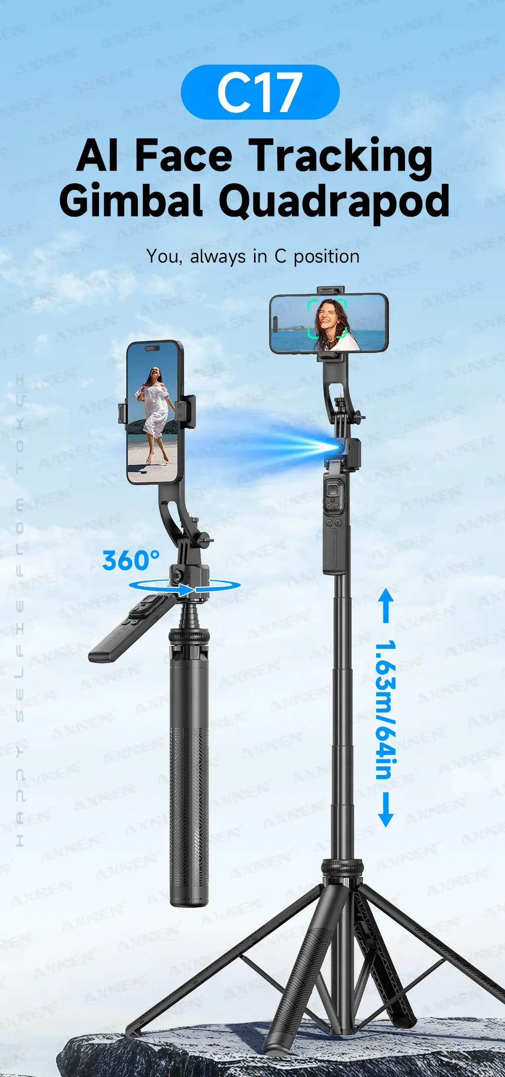 Perche à selfie C17 AXNEN en situation d'utilisation