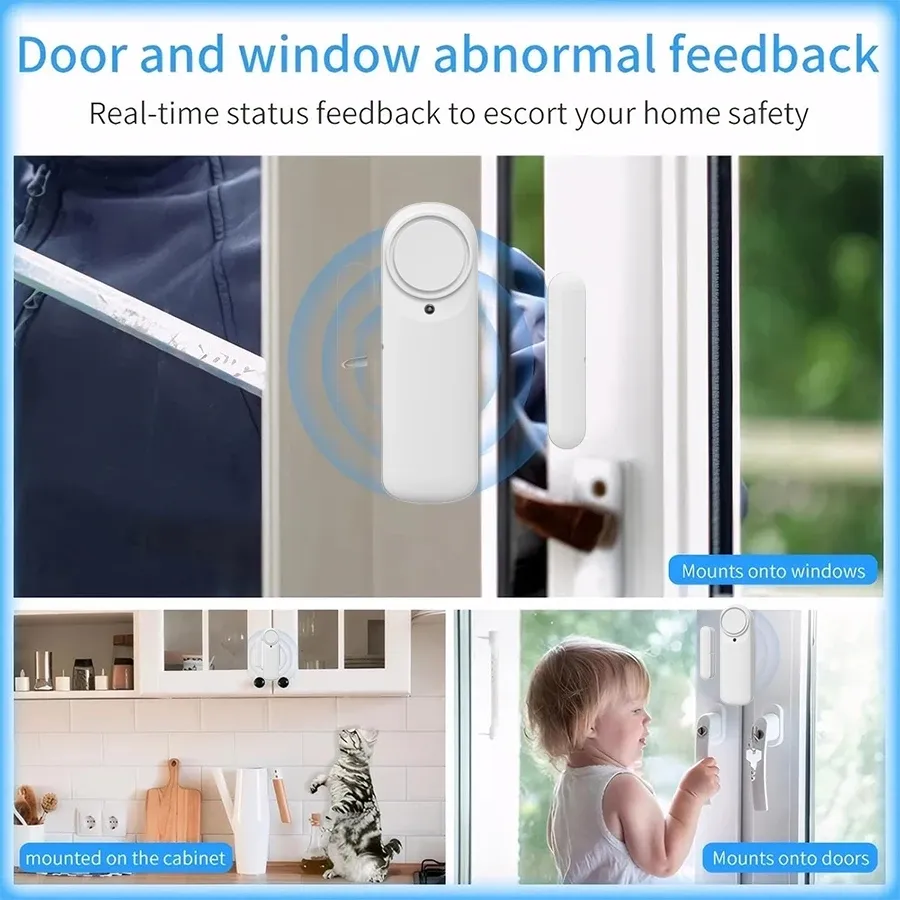 Capteur intelligent d'ouverture de porte et fenêtre Tuya Wi-Fi et Bluetooth, compatible Alexa et Google Assistant 3