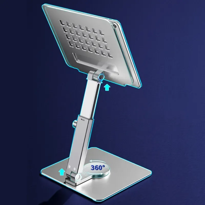 Support de tablette en aluminium pivotant à 360°, pliable et réglable, compatible iPad Pro, iPad Air, iPad mini et tablettes Xiaomi de 4 à 14 pouces 5