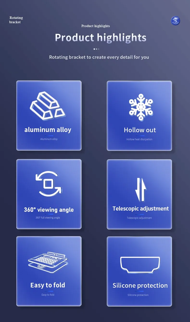 Support de tablette en aluminium, vue d'ensemble