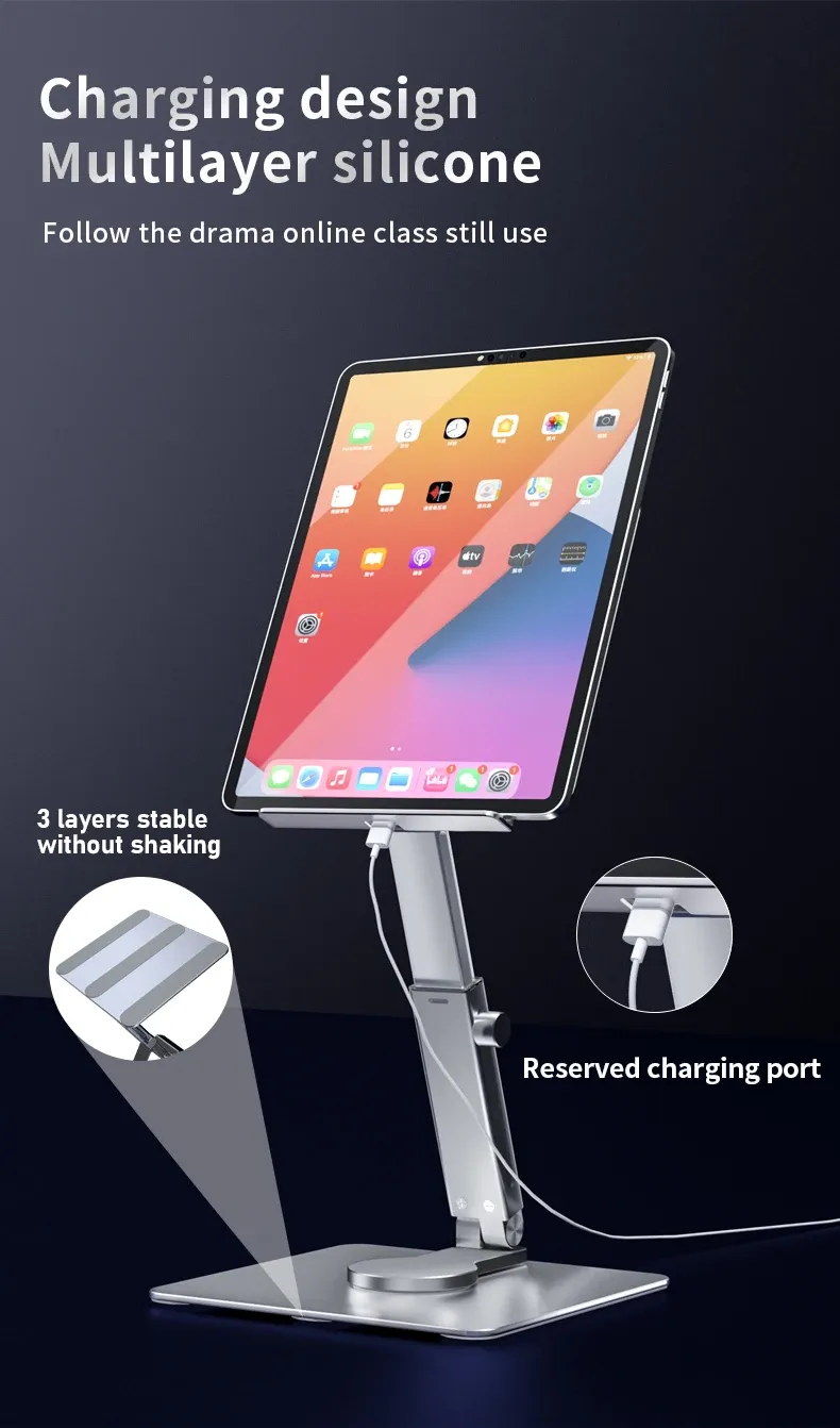 Support de tablette en aluminium, usage nomade