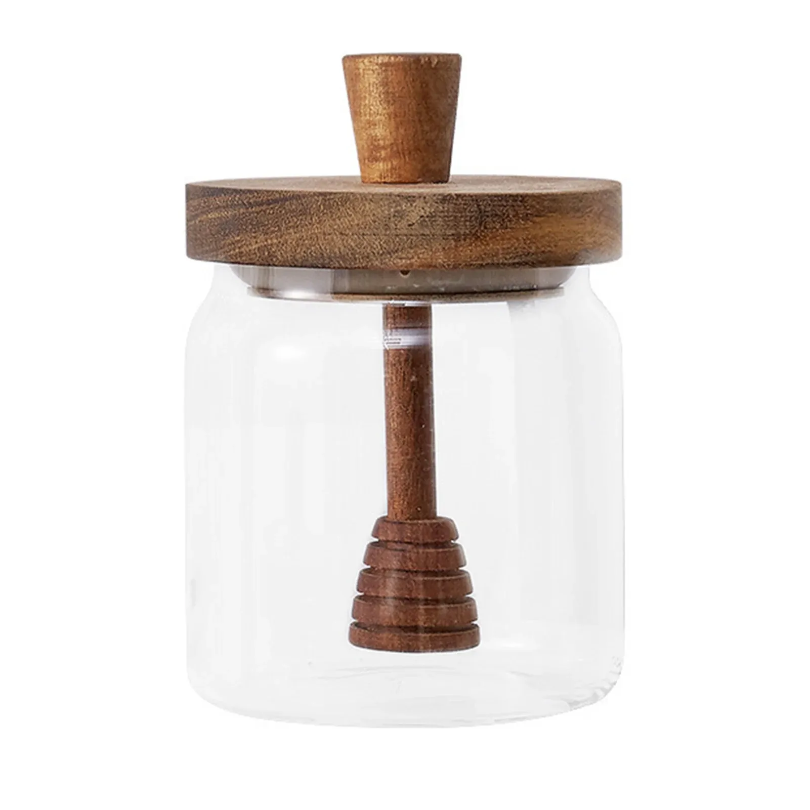 Pots à miel en verre avec trempette et couvercle, distributeur de sirop à large ouverture 7
