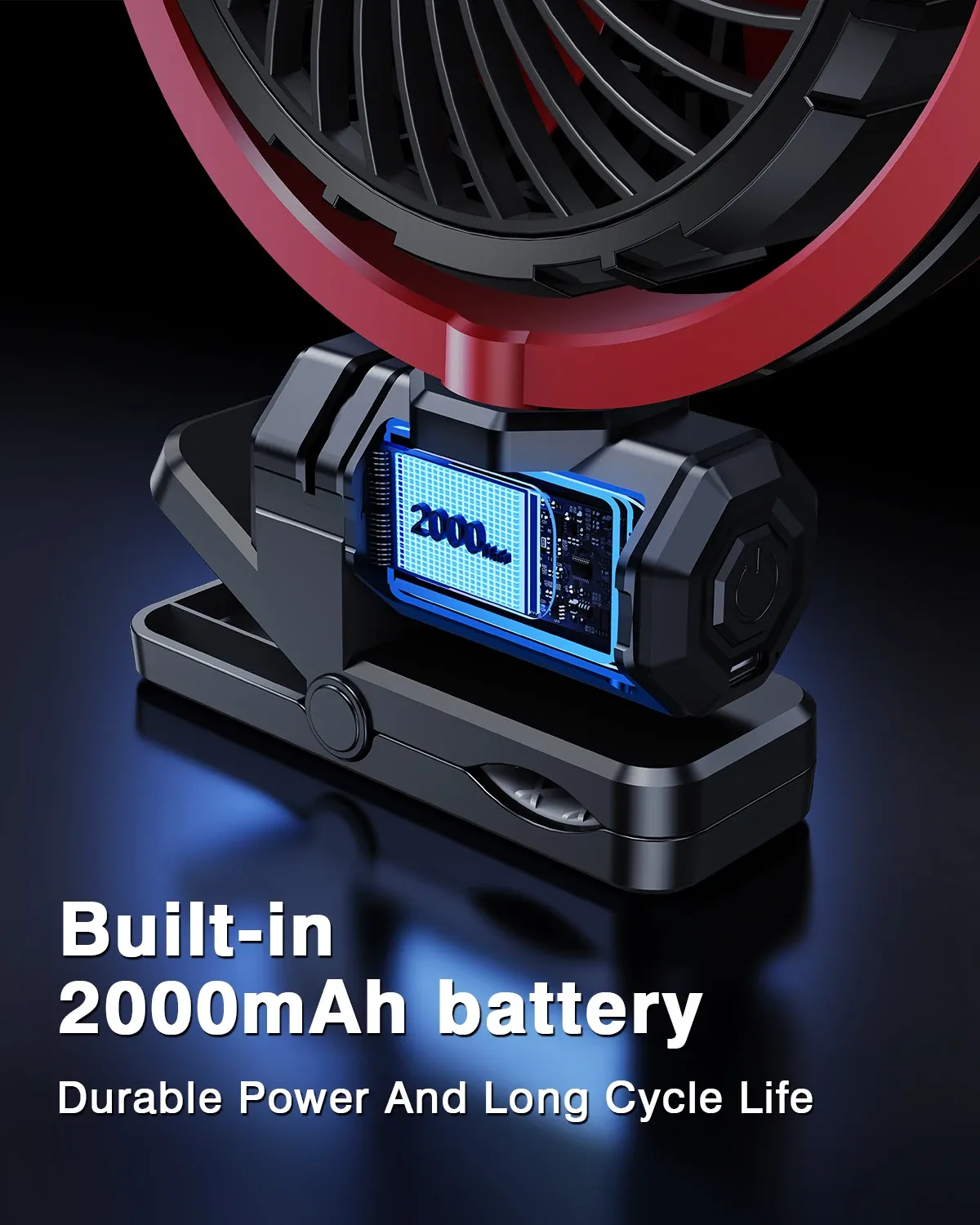 Hipacool Pince de refroidissement pour voiture, ventilateur USB rotatif à 2000° sans bavure, refroidisseur portable 900 mAh 3