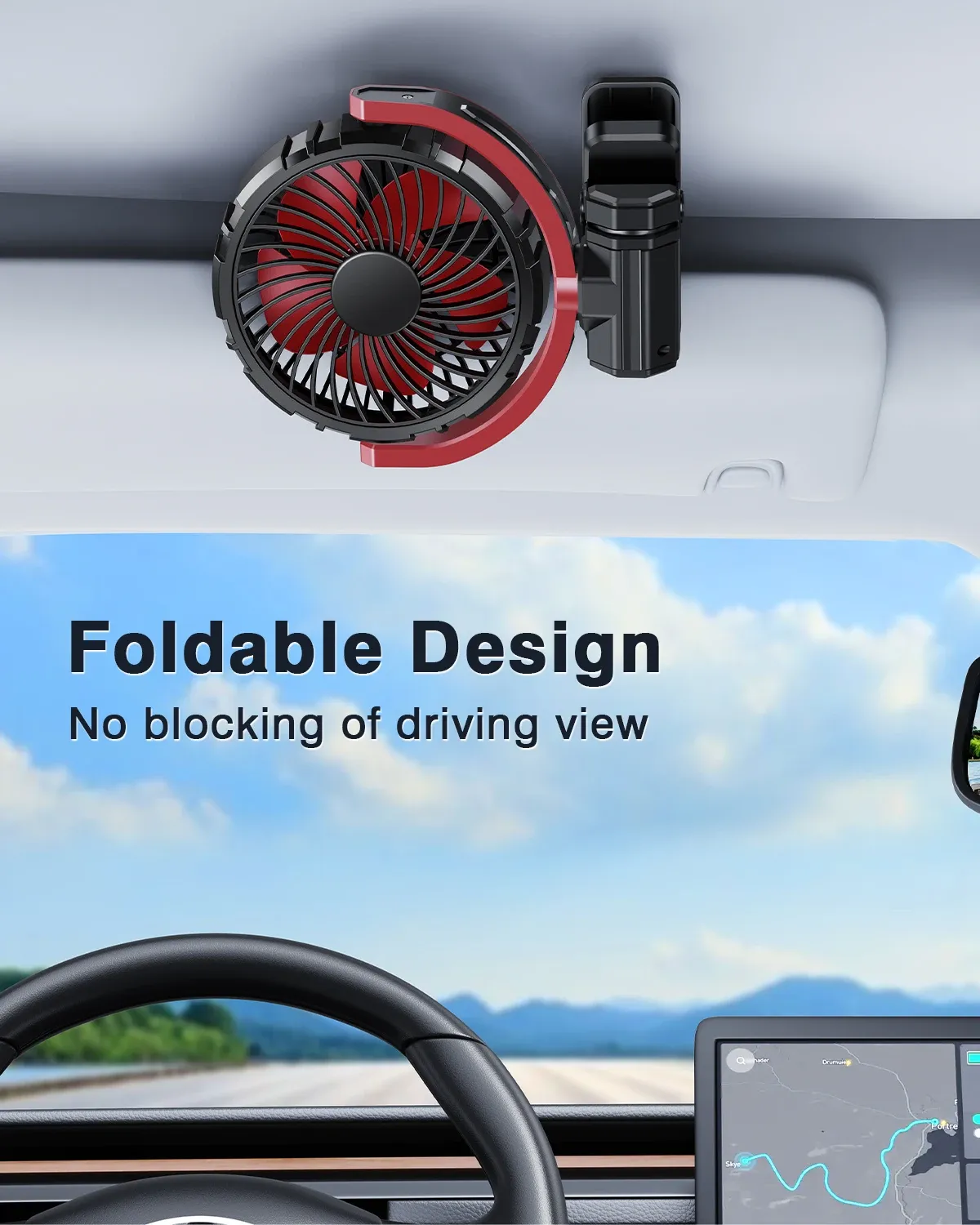 Hipacool Pince de refroidissement pour voiture, ventilateur USB rotatif à 2000° sans bavure, refroidisseur portable 900 mAh 4