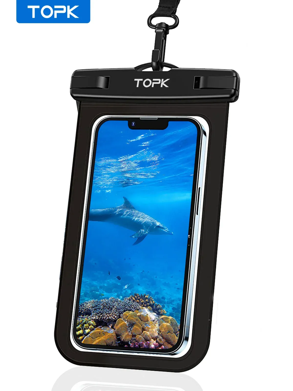 Pochette de téléphone étanche TOPK E01, étui universel IPX8 avec lanière, compatible iPhone et Samsung jusqu'à 7,0 pouces 7