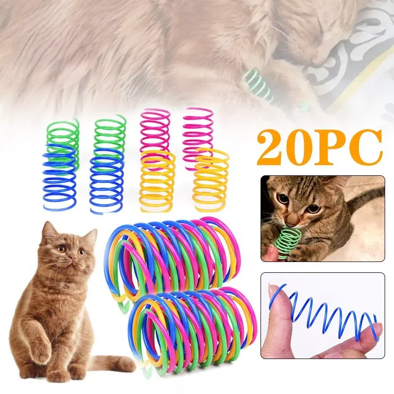 Jouet interactif à ressort en spirale pour chat, bobine colorée
