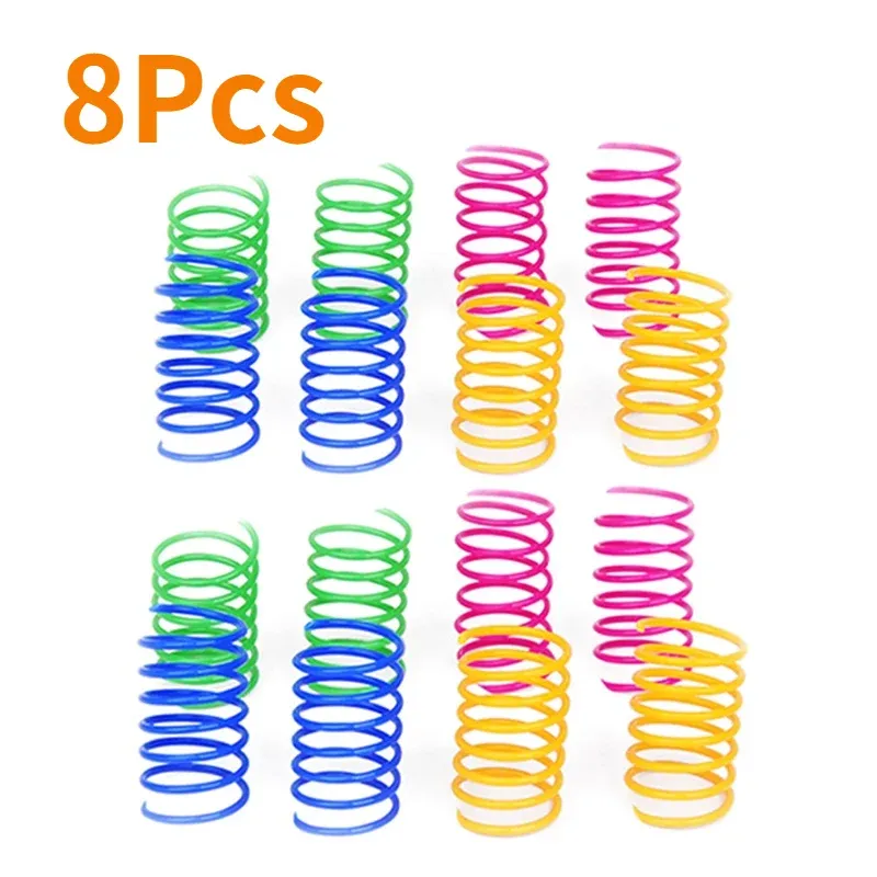 Jouet interactif à ressort en spirale pour chat, bobine colorée 8