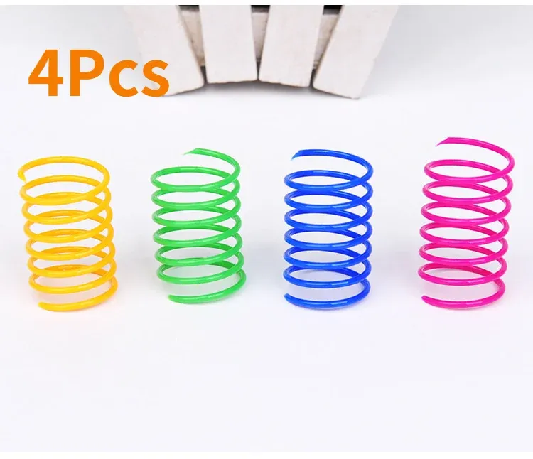 Jouet interactif à ressort en spirale pour chat, bobine colorée 7