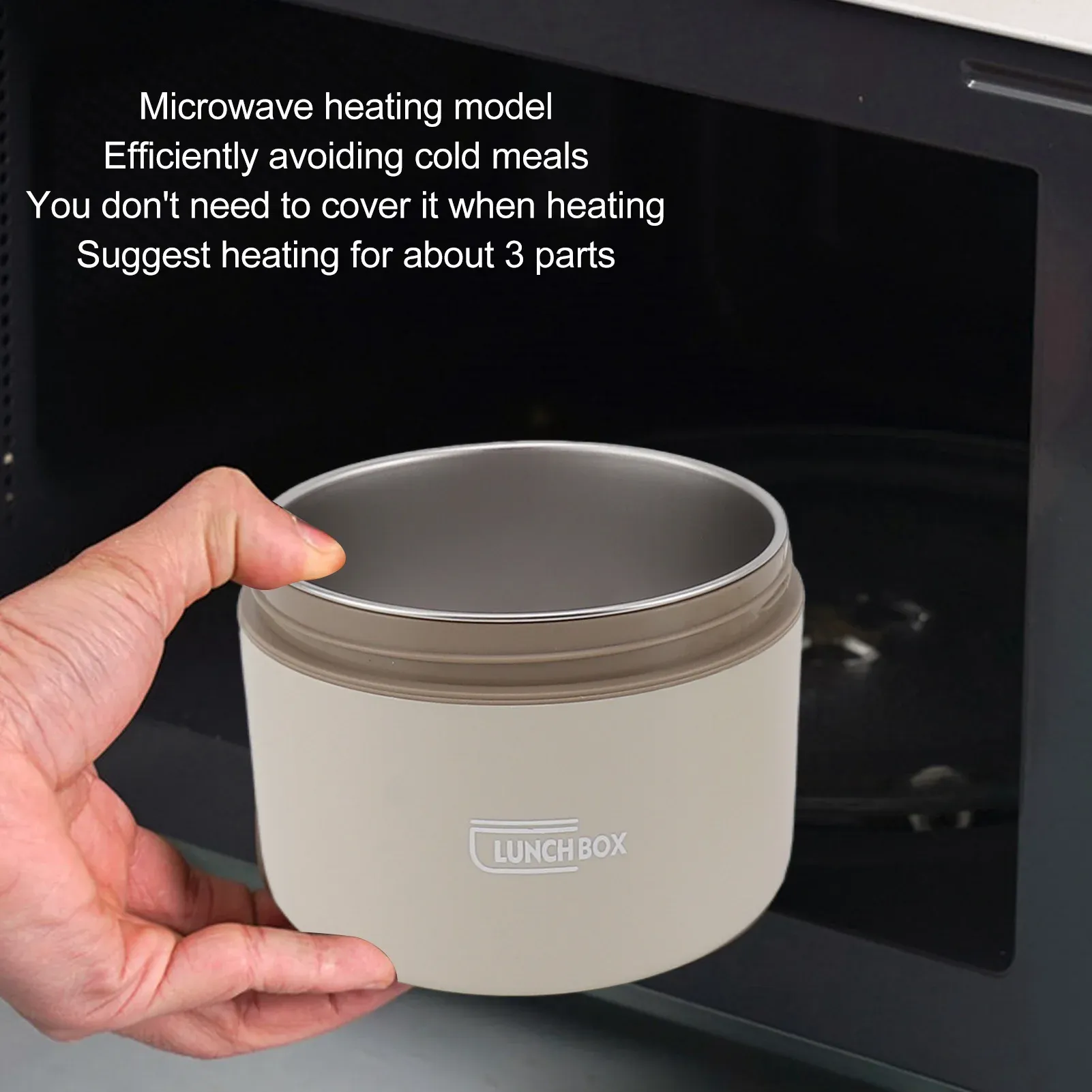 Boîte à déjeuner Bento isotherme en acier inoxydable 550 ml, empilable à 2 compartiments, contenant alimentaire étanche en acier inoxydable 3