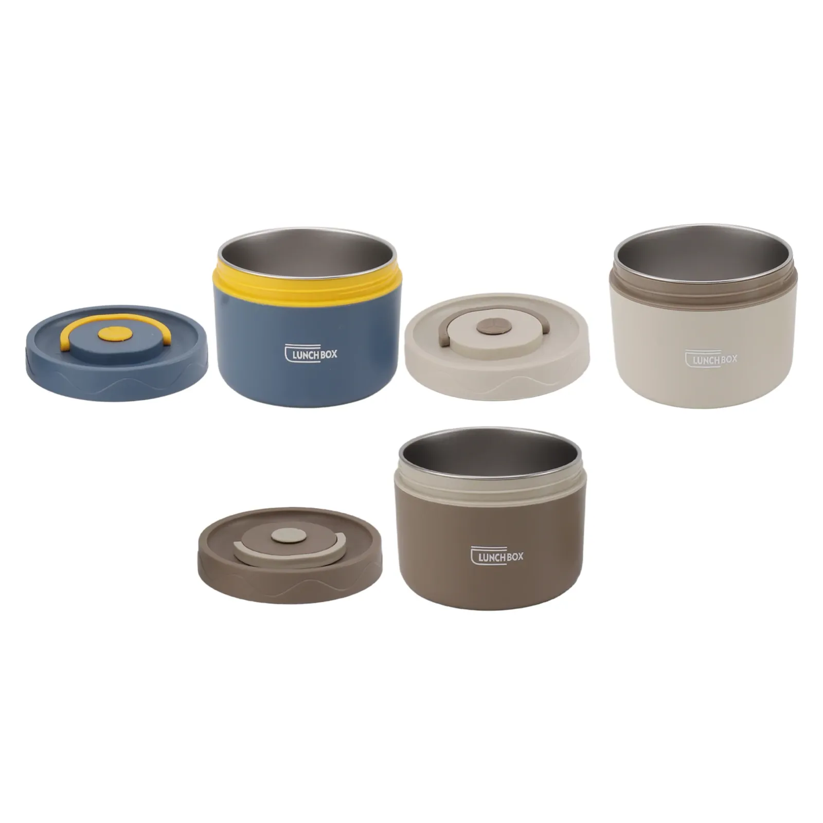 Boîte à déjeuner Bento isolée en acier inoxydable, vue d'ensemble