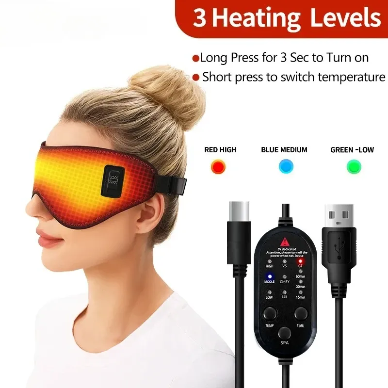 Masque chauffant massant pour les yeux à 3 niveaux de chaleur et de vibration 3