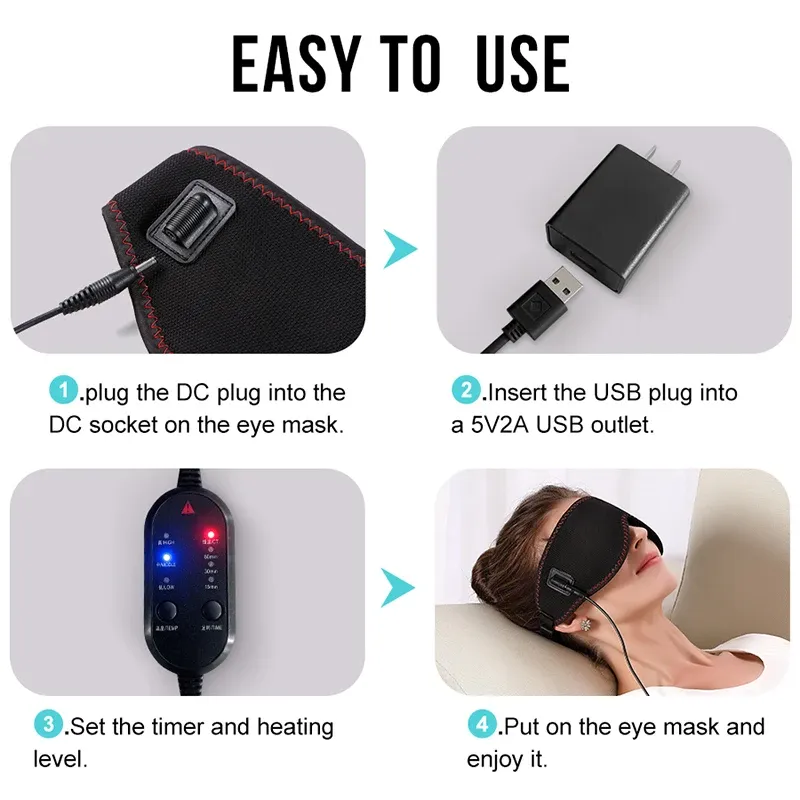 Masque chauffant massant pour les yeux, utilisation