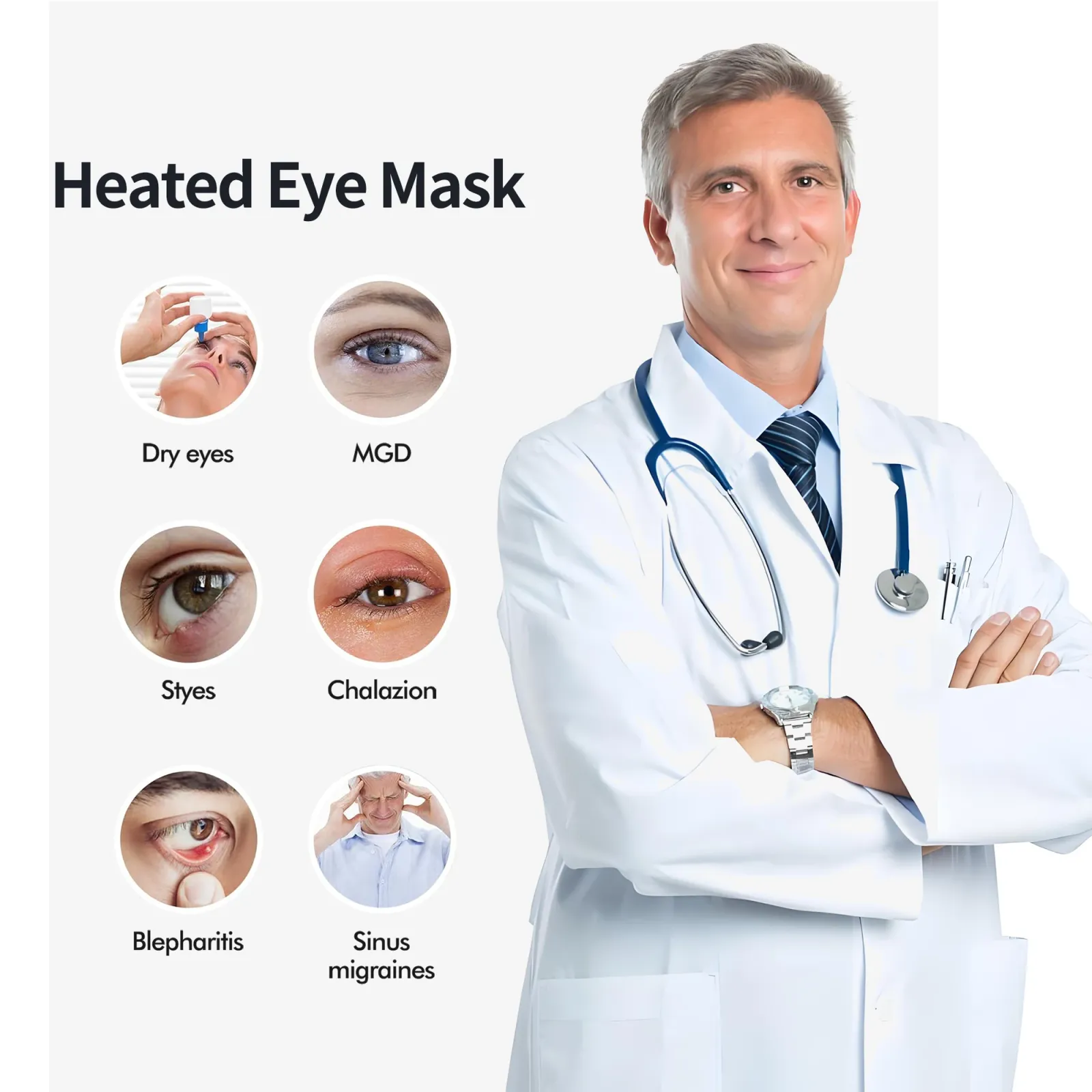 Masque chauffant massant pour les yeux, confort