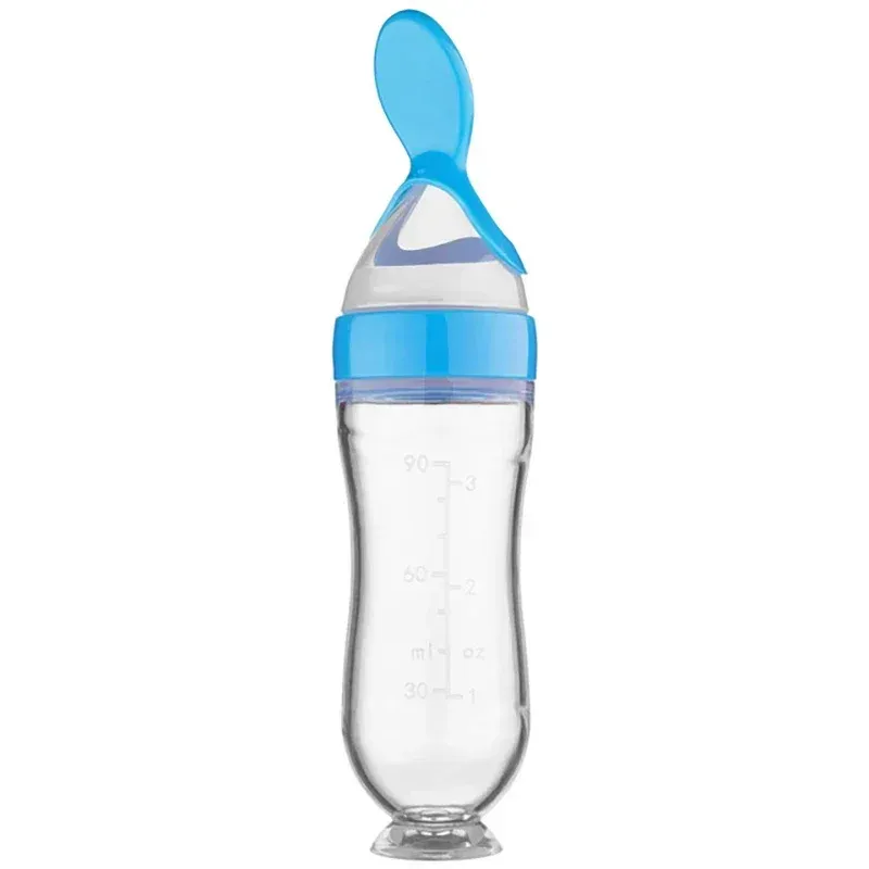 Biberon souple en silicone pour nouveau-né, à presser, pour l'apprentissage de bébé, avec cuillère doseuse pour riz et céréales, vaisselle sûre et pratique pour les enfants 8