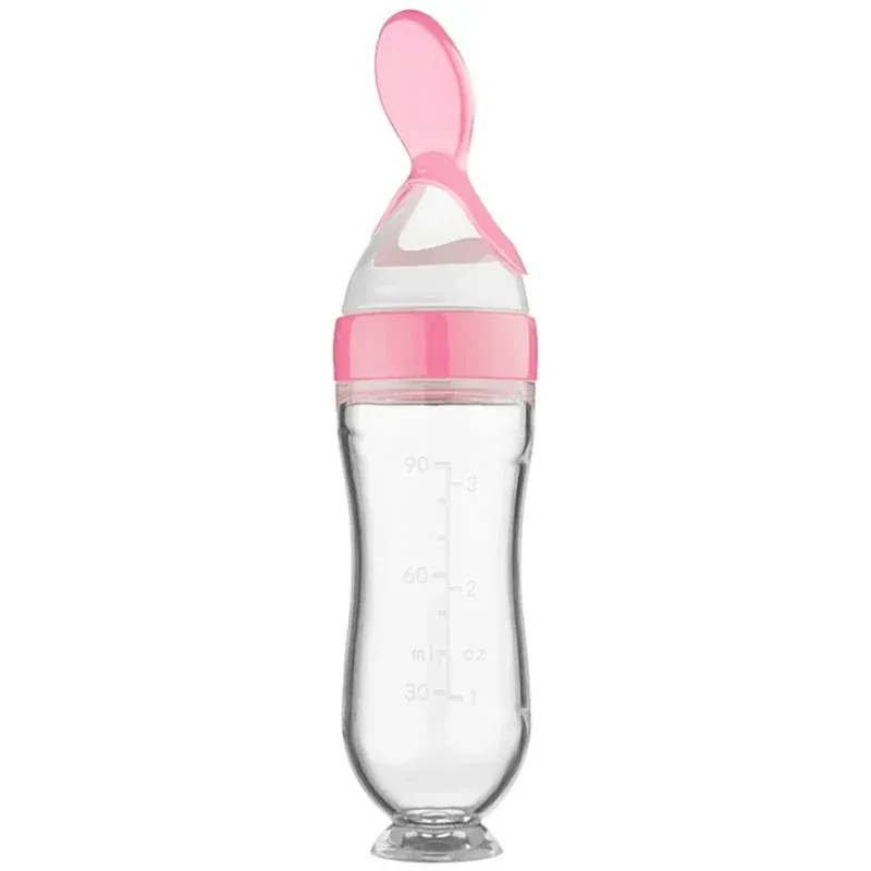 Biberon souple en silicone pour nouveau-né, à presser, pour l'apprentissage de bébé, avec cuillère doseuse pour riz et céréales, vaisselle sûre et pratique pour les enfants 7