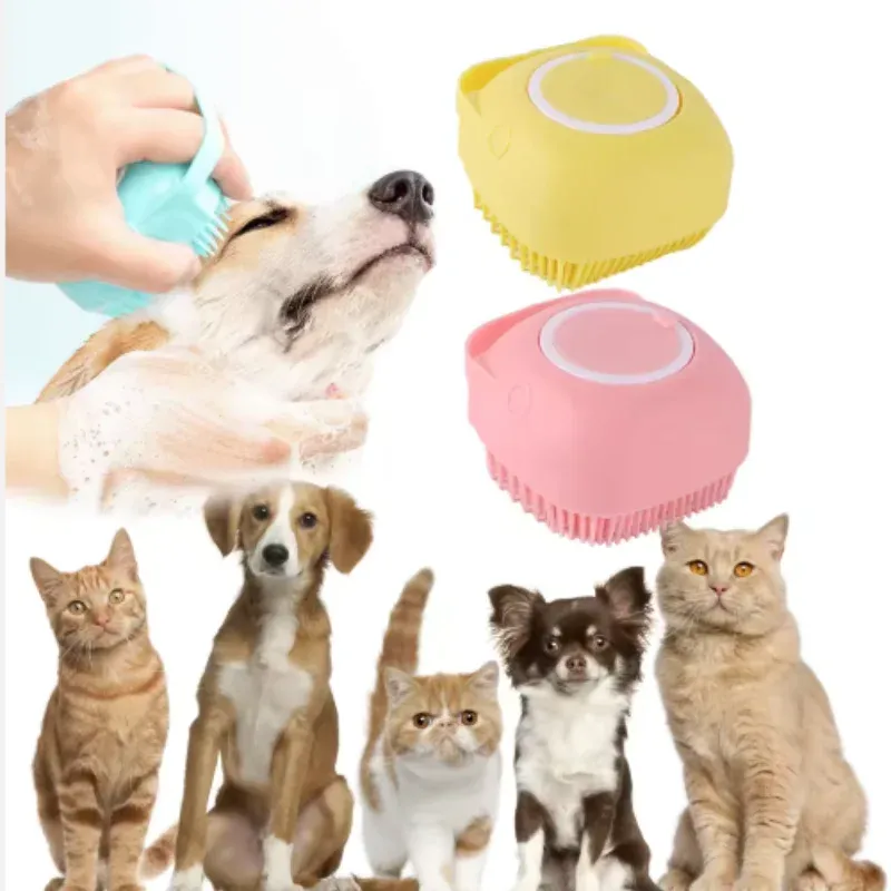 Gant de massage en silicone pour le bain des animaux de compagnie