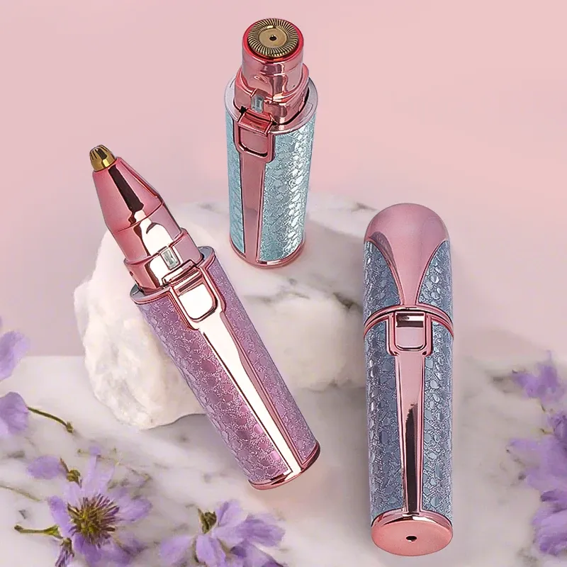 Épilateur facial rechargeable 2 en 1 avec rasoir à sourcils, éclairage LED intégré et recharge USB 6