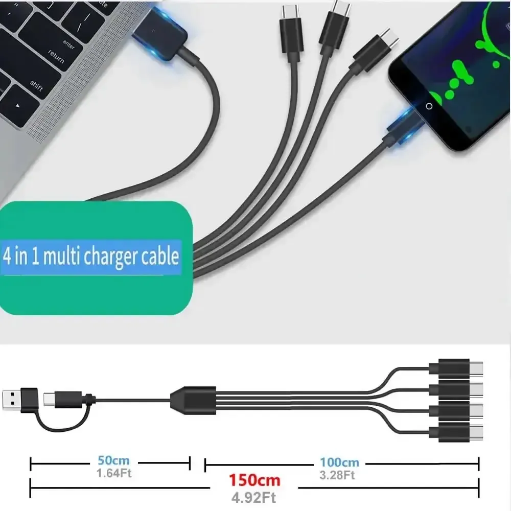 Câble de chargement multiple USB-C, finition