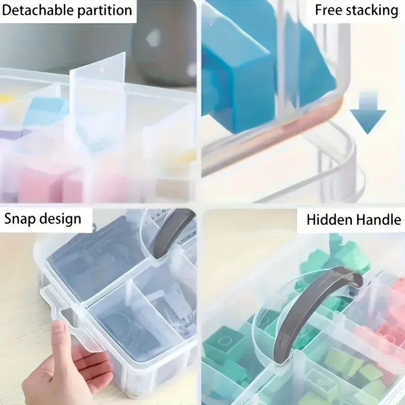 Boîte de rangement transparente en vue d'ensemble