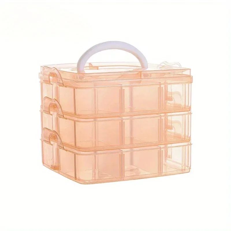 Boîte de rangement transparente à 3 niveaux et 18 compartiments, pour bijoux et jouets, idéale pour la cuisine 10