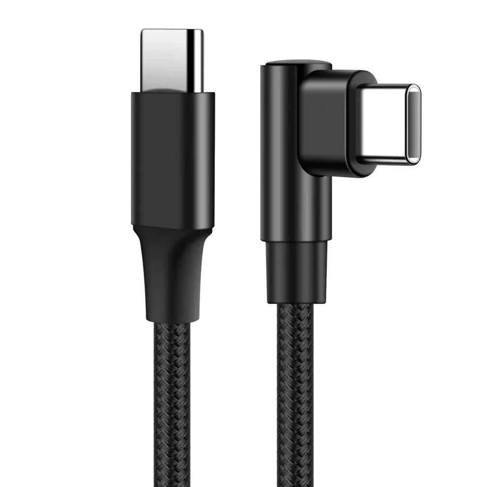 Câble USB-C coudé à 90 degrés en nylon tressé, charge rapide, disponible en 0,25 m, 0,5 m, 1 m, 2 m et 3 m, compatible iPhone 15, iPhone 16, Samsung et Xiaomi 7