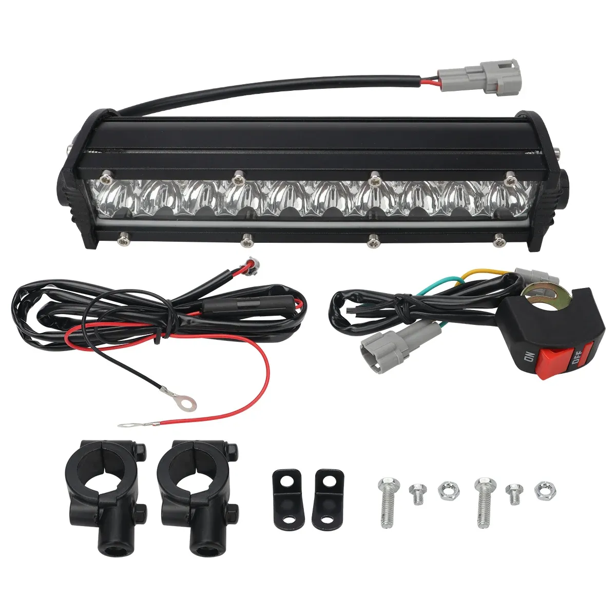 Kit de barre lumineuse LED pour phare de moto, 60 W, avec interrupteur, compatible avec la plupart des guidons de 7/8 pouces, feux clignotants blancs et jaunes - Image 1