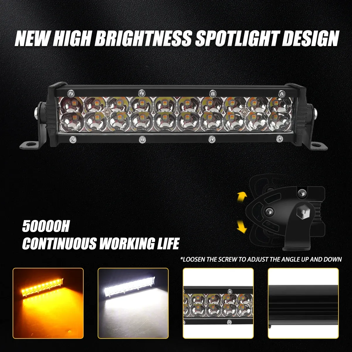 Kit de barre lumineuse LED pour phare de moto, 60 W, avec interrupteur, compatible avec la plupart des guidons de 7/8 pouces, feux clignotants blancs et jaunes 4