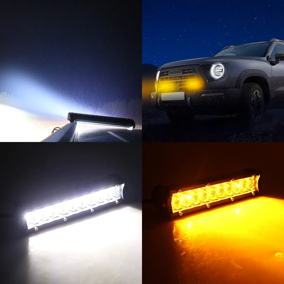 Kit de barre lumineuse LED pour phare de moto, 60 W, avec interrupteur, compatible avec la plupart des guidons de 7/8 pouces, feux clignotants blancs et jaunes 5