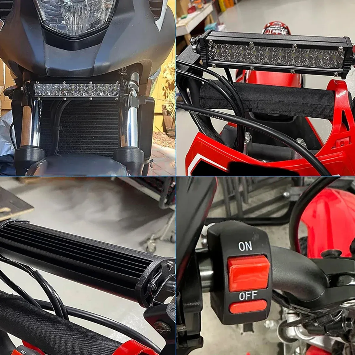 Kit de barre lumineuse LED pour phare de moto, 60 W, avec interrupteur, compatible avec la plupart des guidons de 7/8 pouces, feux clignotants blancs et jaunes 6