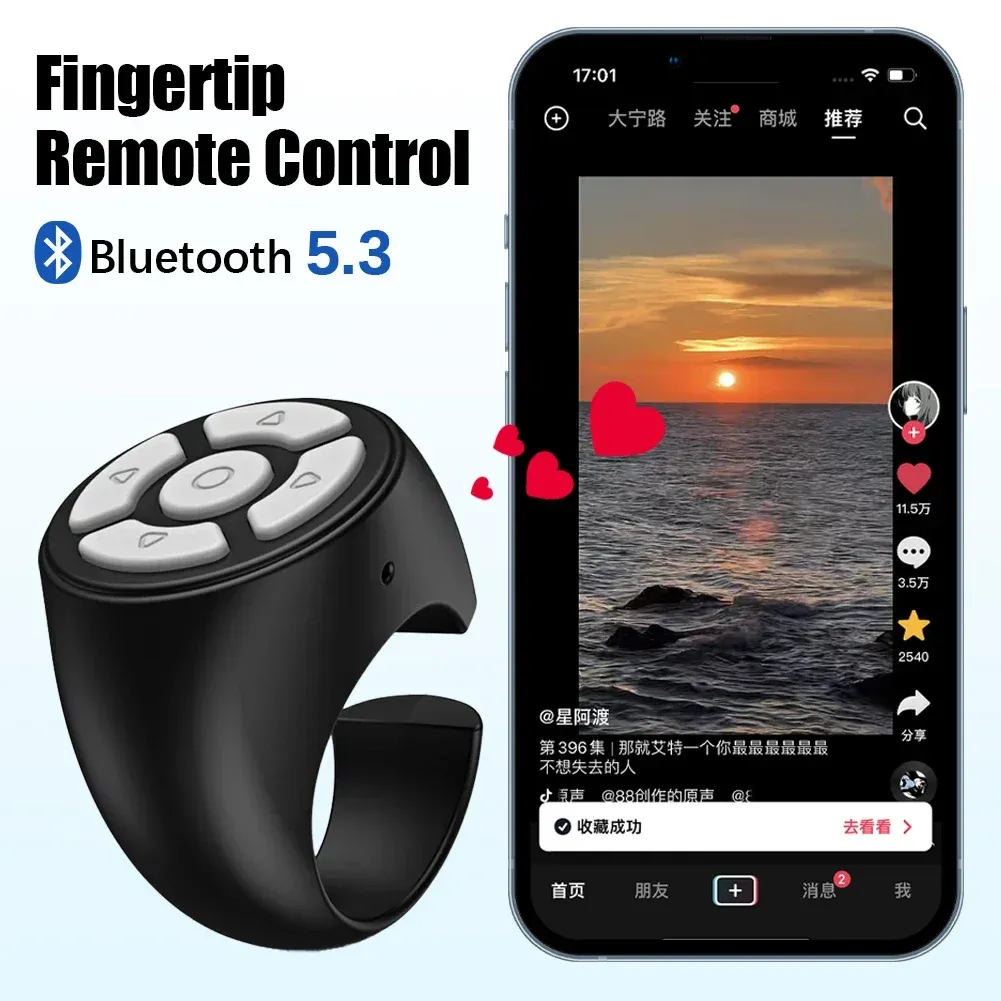 Anneau de défilement sans fil avec déclencheur et tourne-page, télécommande Bluetooth pour smartphone, idéal pour la maison, les voyages et la voiture 3