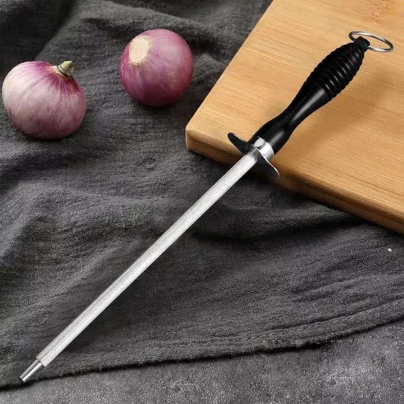 Tige d'affûtage de couteaux professionnelle en acier au carbone avec manche en ABS durable 8