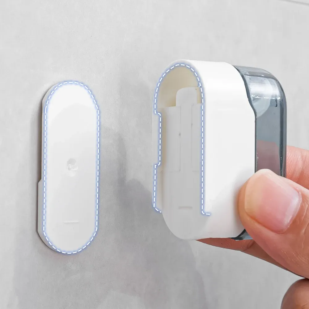 Porte-brosse à dents mural avec couvercle, sans perçage, auto-adhésif, lot de 1 à 5 pièces 6