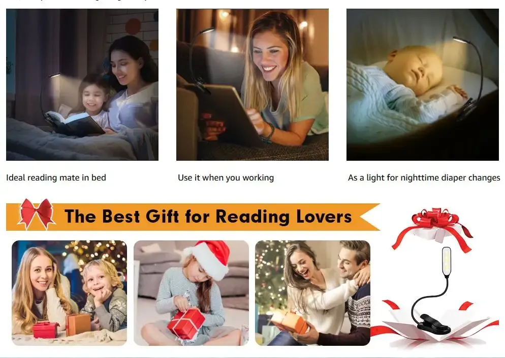Lampe de lecture rechargeable en utilisation au lit