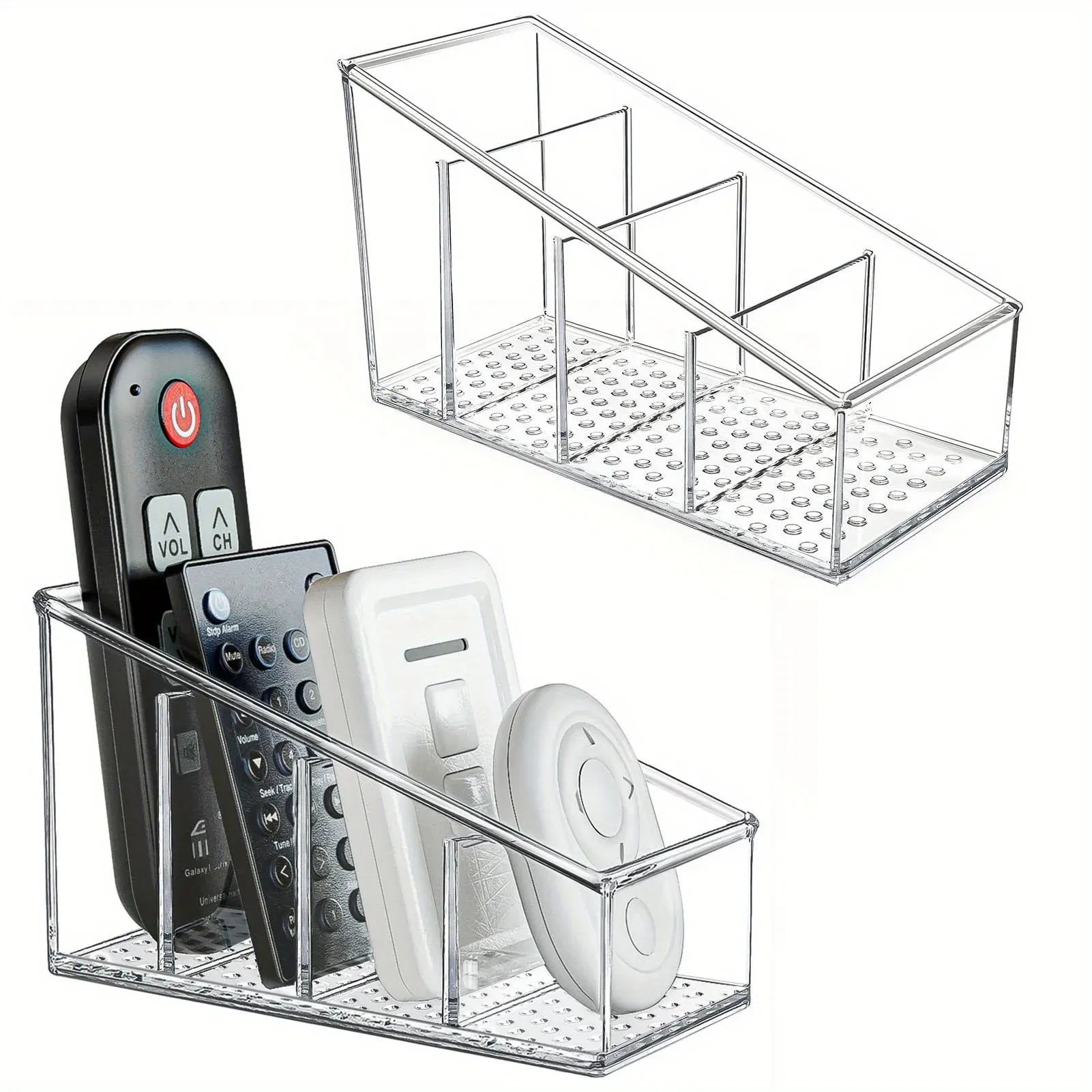 Support de télécommande transparent en plastique avec organisateur de bureau à 4 compartiments - Image 1