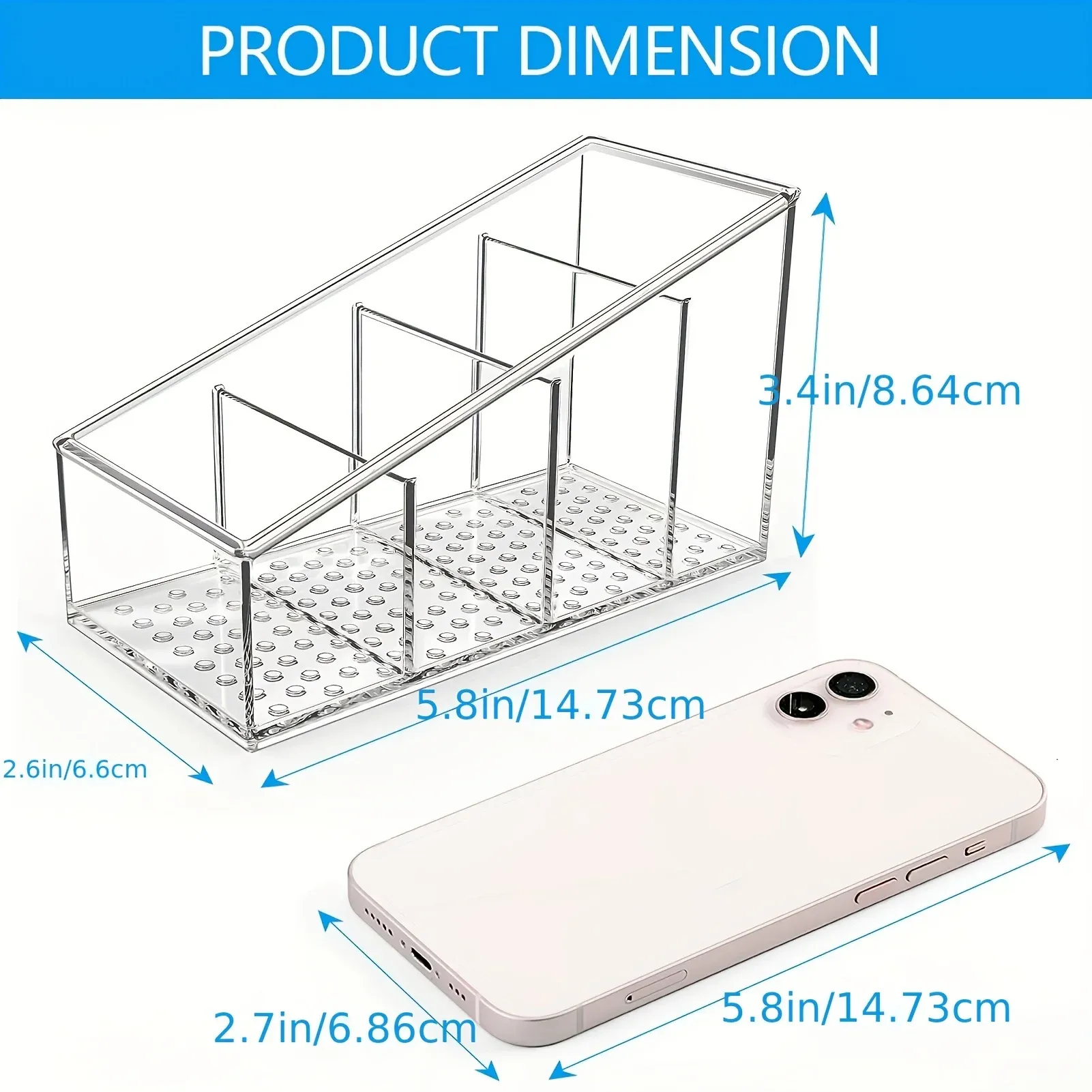 Support de télécommande transparent en plastique avec organisateur de bureau à 4 compartiments 4