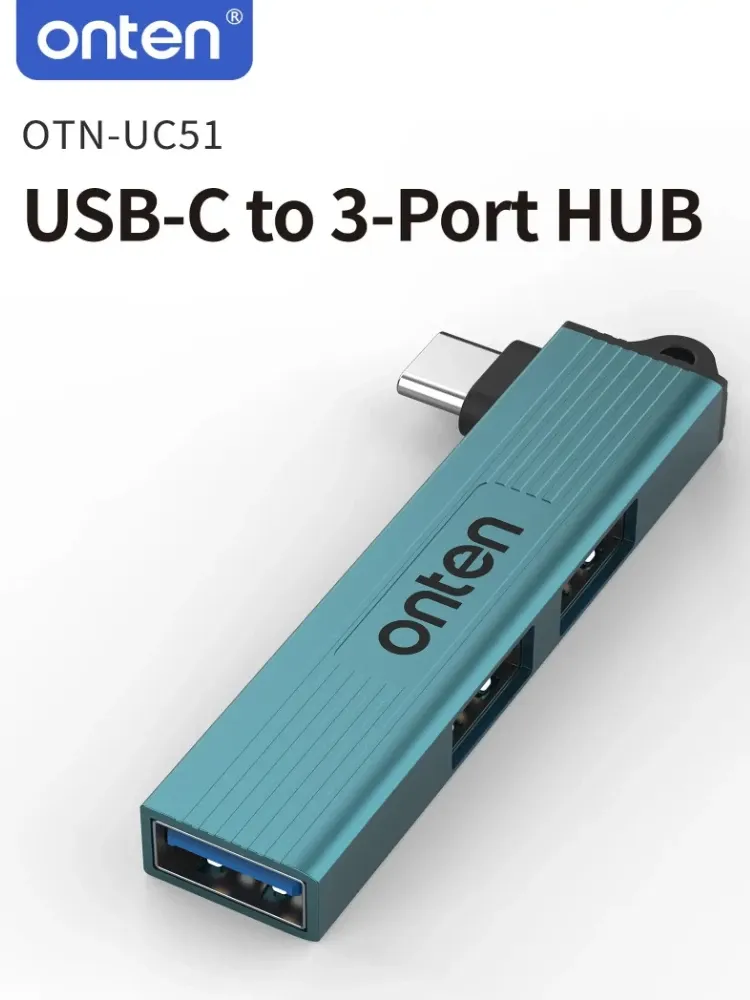 ONTEN Hub USB 3 en 1 USB 3.0/Type-C vers 3 ports USB/Type-C, vitesse 5 Gbps, hub Type-C 3 ports pour PC et ordinateur portable 9