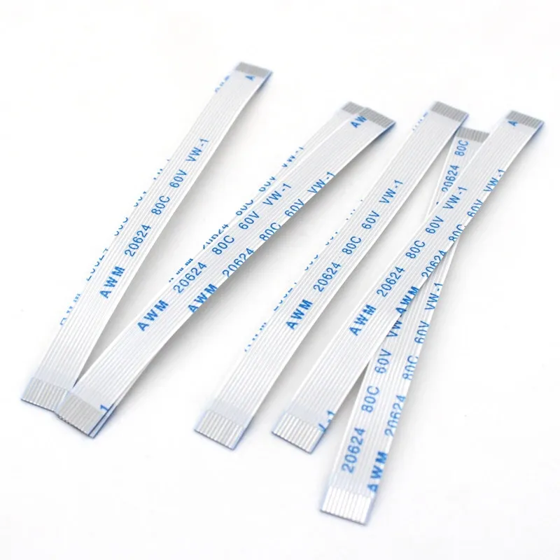 Câble plat souple FPC/FFC en nappe, lot de 10, 4, 6, 8, 10, 12, 14, 16, 18, 20, 24, 30, 34, 40, 50 ou 60 broches, pas de 0,5 mm et 1,0 mm, type A 5