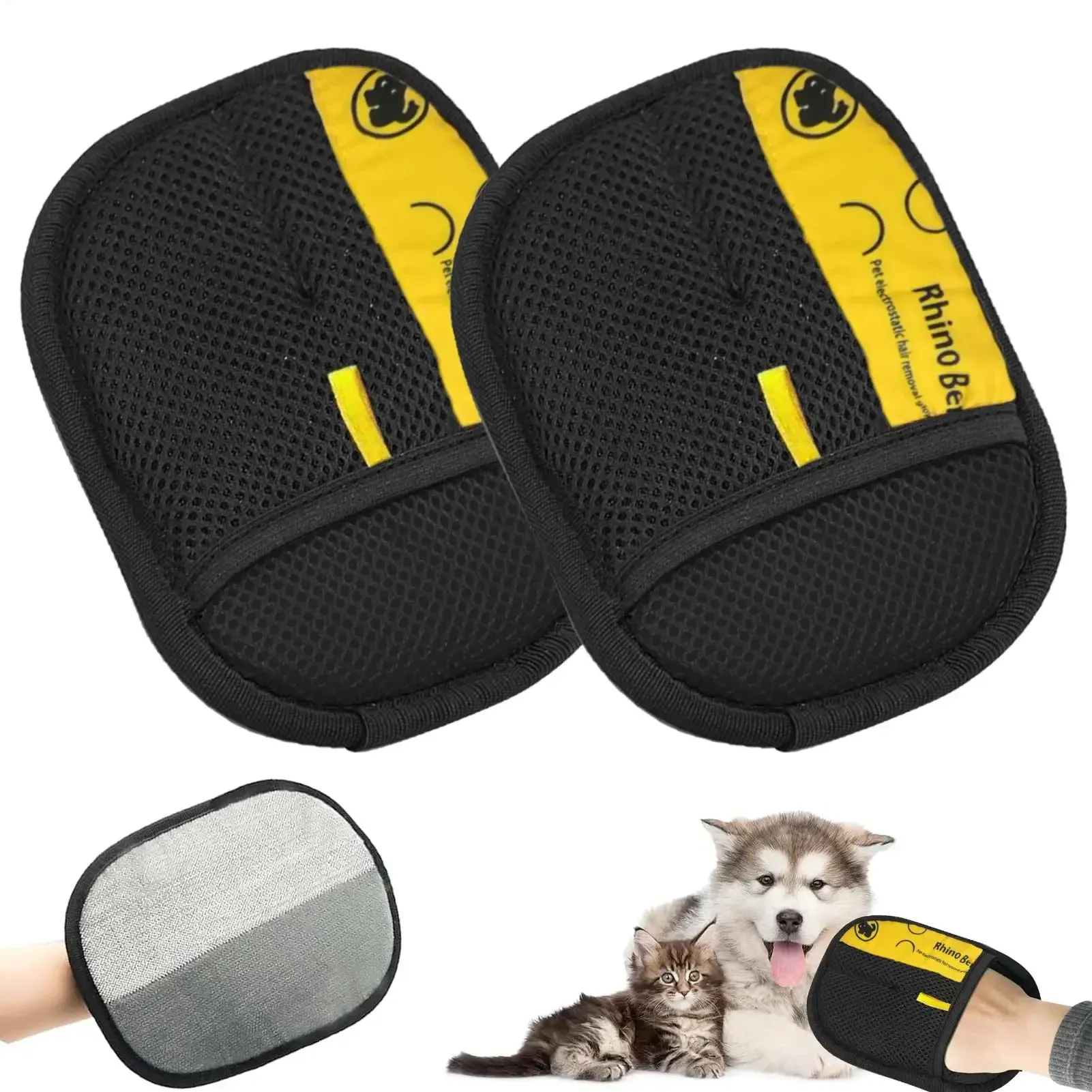 Gant de toilettage pour chat à brosse électrostatique, éliminateur de poils d'animaux double face pour canapés, tapis et vêtements - Image 1
