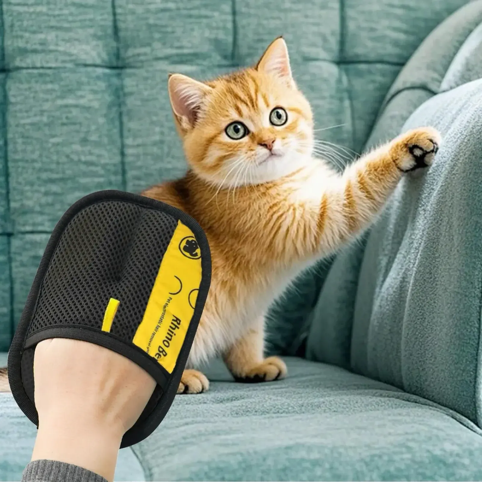 Détail du gant de toilettage