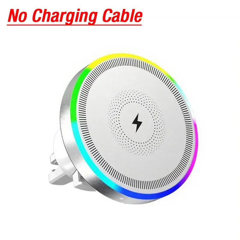 Support magnétique sans fil pour voiture avec éclairage RGB, support de grille d'aération compatible MagSafe pour iPhone 16, 15, 14, 13, 12 Pro Max, station de charge rapide 10