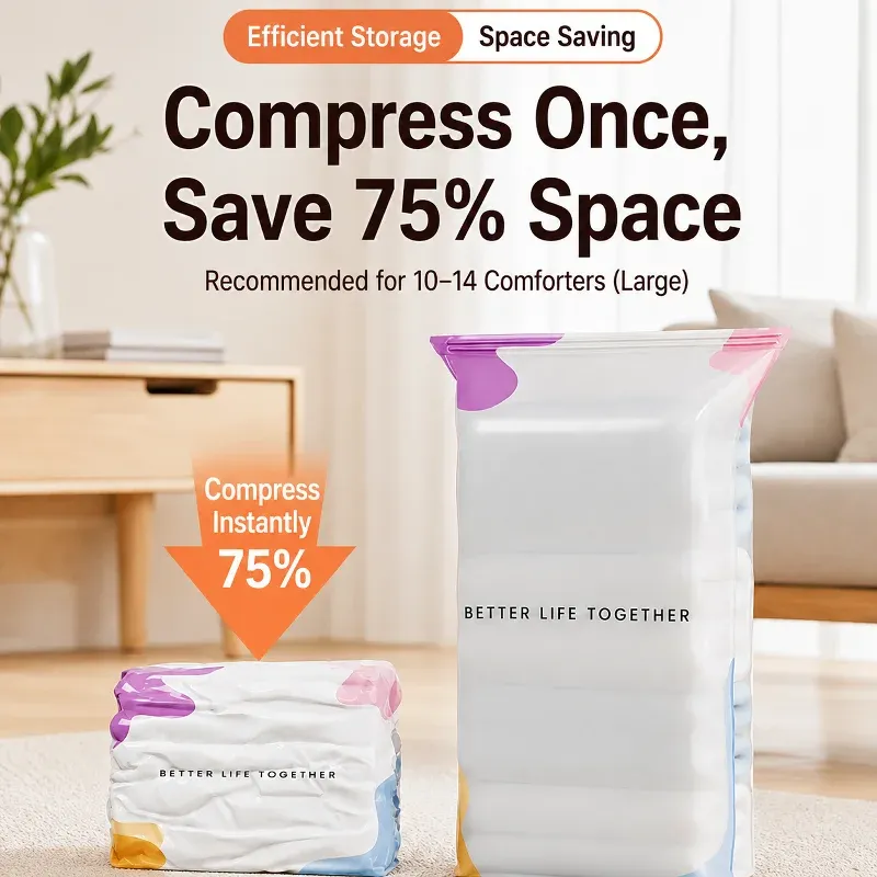 Sacs de compression sous vide sans pompe (lot de 3 ou 5), grande capacité, résistants à l'humidité, pour vêtements et literie 5