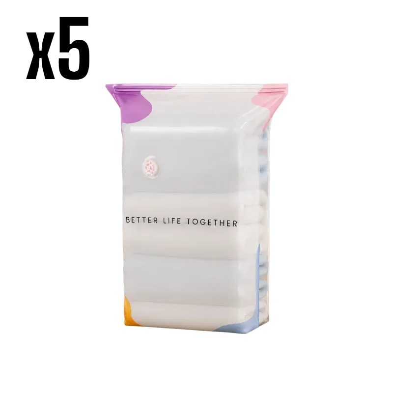 Sacs de compression sous vide sans pompe (lot de 3 ou 5), grande capacité, résistants à l'humidité, pour vêtements et literie 9