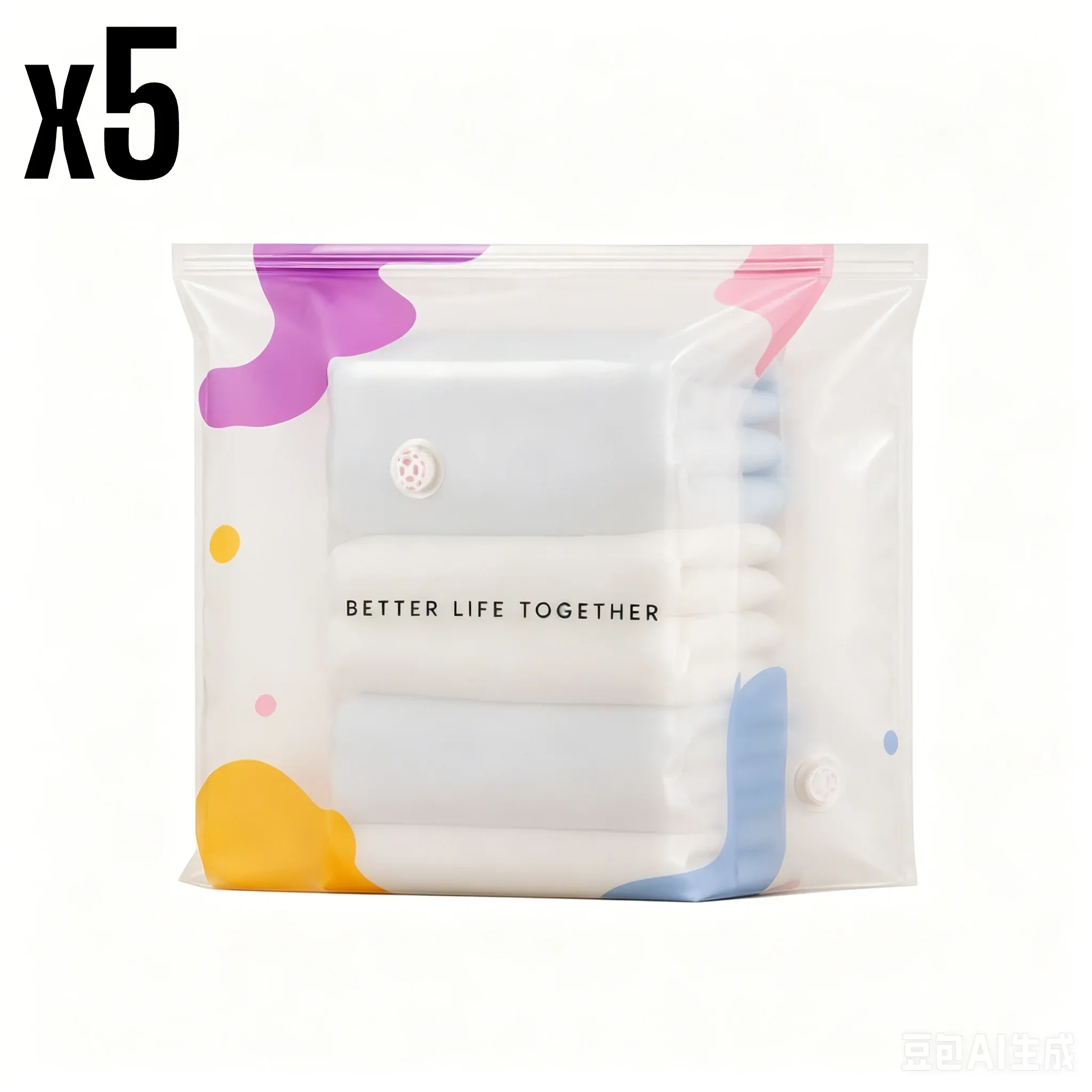 Sacs de compression sous vide sans pompe (lot de 3 ou 5), grande capacité, résistants à l'humidité, pour vêtements et literie 7