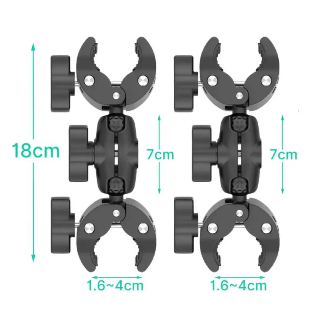 Kit de serrage double tête pour Insta360 One X2 / X3 et GoPro 11 / 10 / 9, support double clip pour moto et vélo, accessoires pour caméra d'action 13