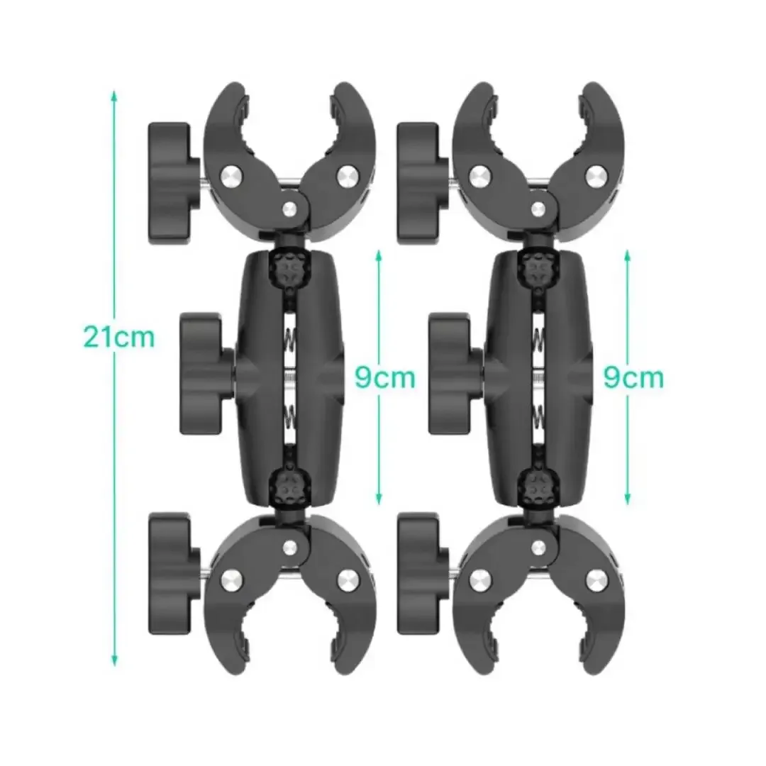 Kit de serrage double tête pour Insta360 One X2 / X3 et GoPro 11 / 10 / 9, support double clip pour moto et vélo, accessoires pour caméra d'action 12
