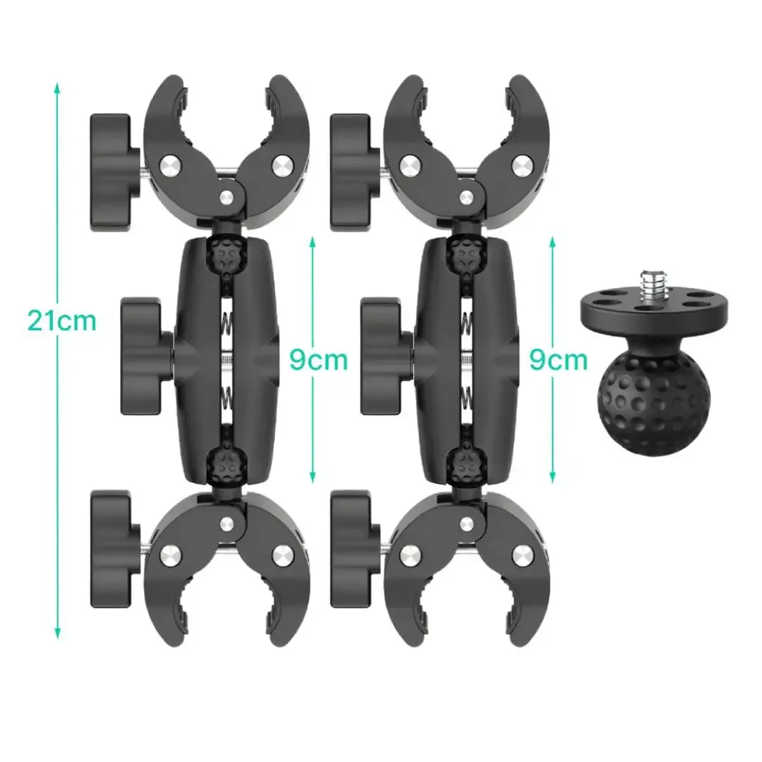 Kit de serrage double tête pour Insta360 One X2 / X3 et GoPro 11 / 10 / 9, support double clip pour moto et vélo, accessoires pour caméra d'action 10