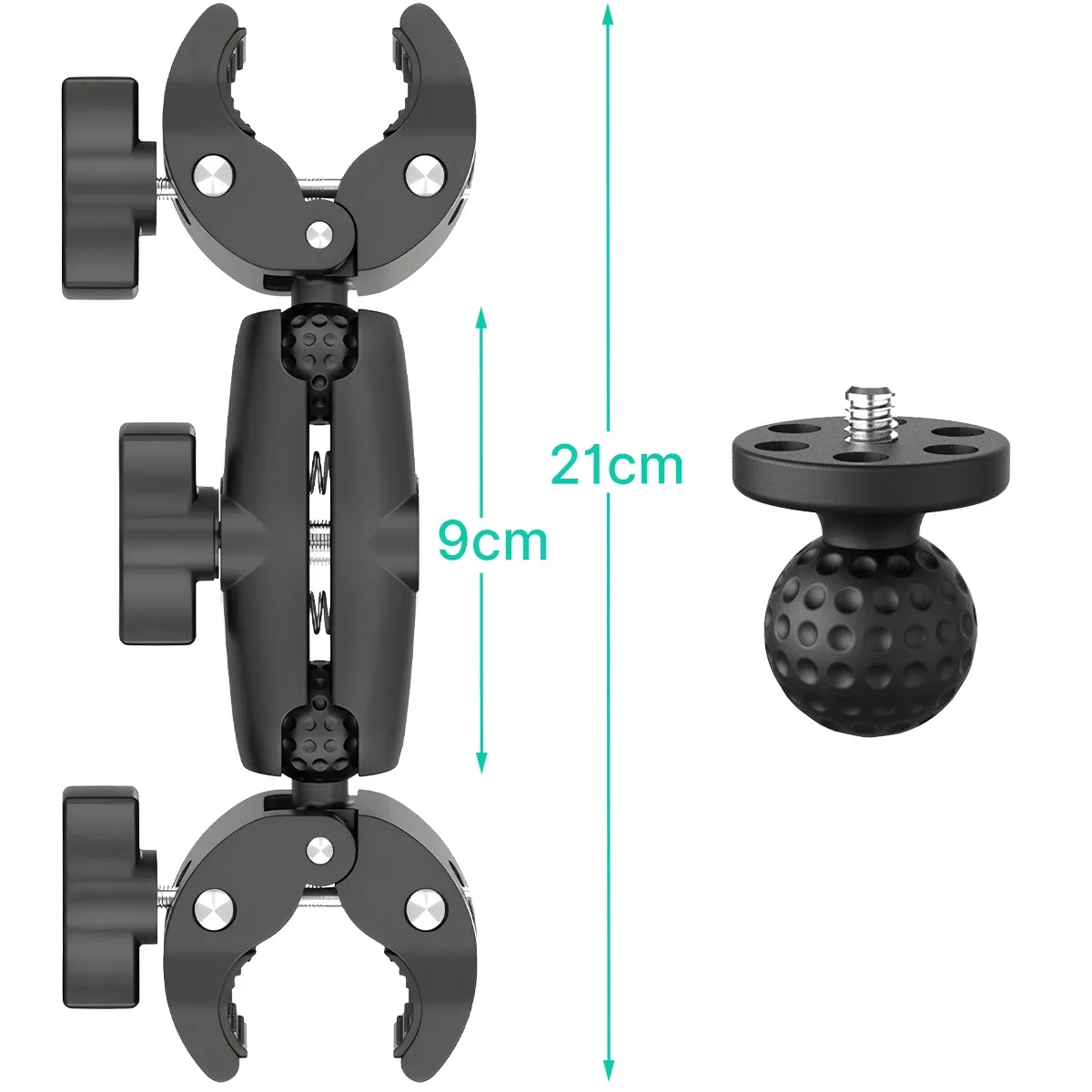 Kit de serrage double tête pour Insta360 One X2 / X3 et GoPro 11 / 10 / 9, support double clip pour moto et vélo, accessoires pour caméra d'action 8