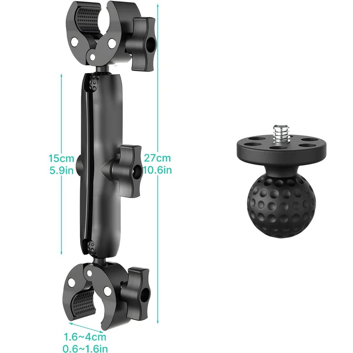 Kit de serrage double tête pour Insta360 One X2 / X3 et GoPro 11 / 10 / 9, support double clip pour moto et vélo, accessoires pour caméra d'action 7