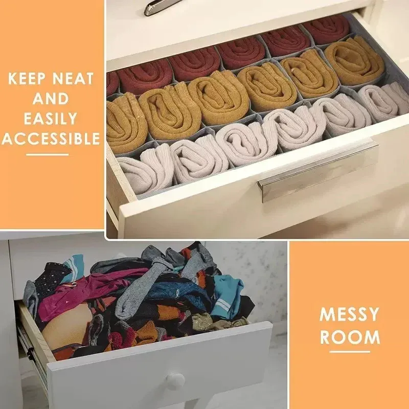 Boîtes de rangement pliables en tissu non tissé pour sous-vêtements, soutiens-gorge et chaussettes 3